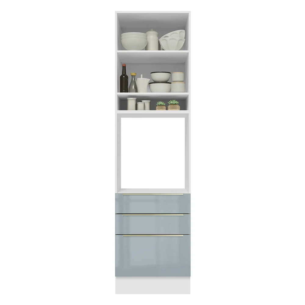 Mueble para Horno/Microondas 60 cm 1 Puerta y 3 Cajones Marrón/Gris Lux Madesa - Image 6