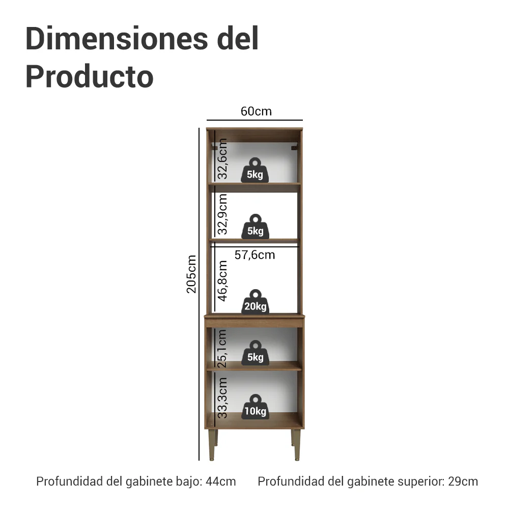 Mueble para Horno/Microondas 60 cm 3 Puertas Marrón/Negro Lille Madesa - Image 2