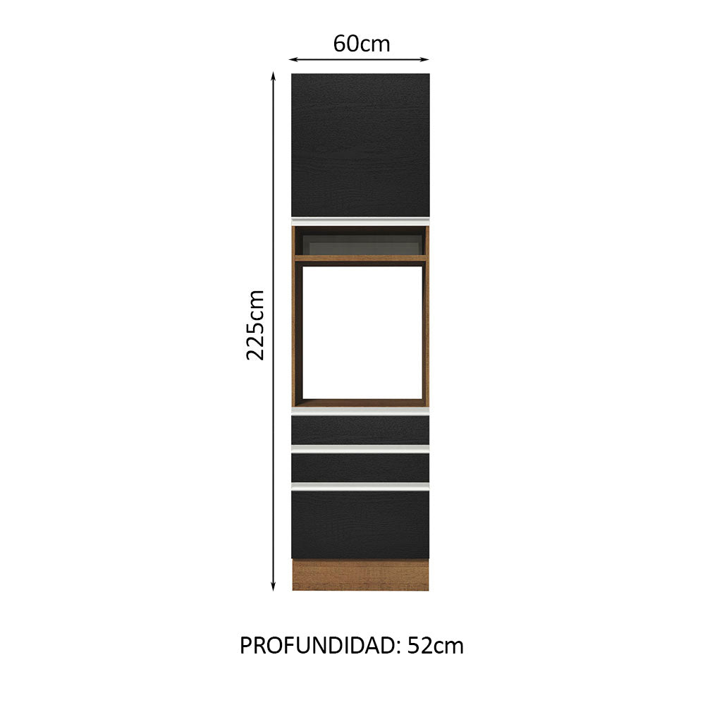 Mueble Para Horno Y Microondas Madesa Glamy 60cm Marrón/Negro 01 - Image 2