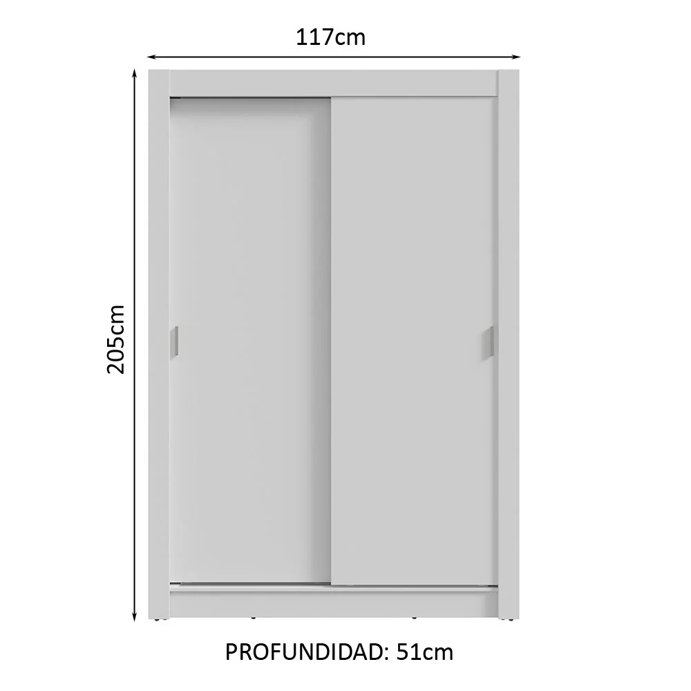 Placard 2 Puertas Corredizas 2 Cajones Blanco Vivare - Image 2