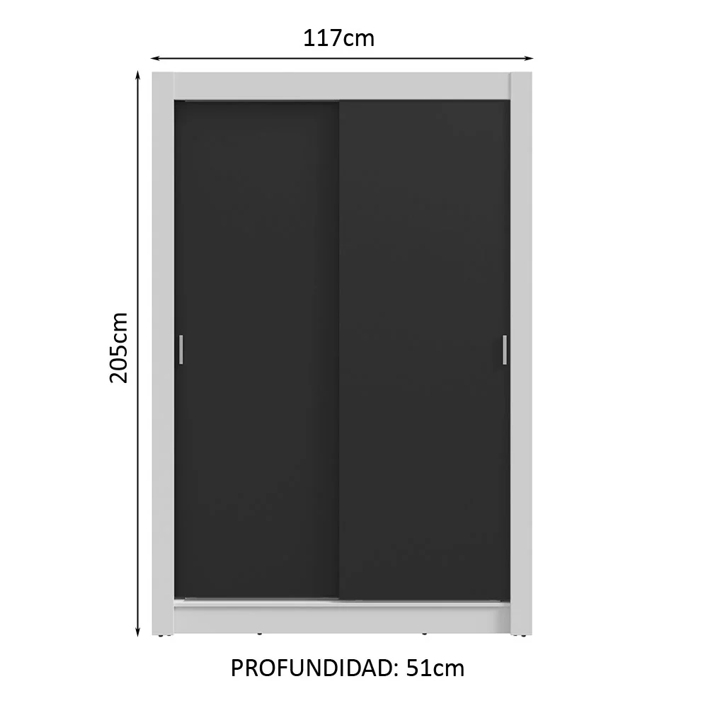 Placard 2 Puertas Corredizas 4 Cajones Blanco/Negro Vivare Plus - Image 2