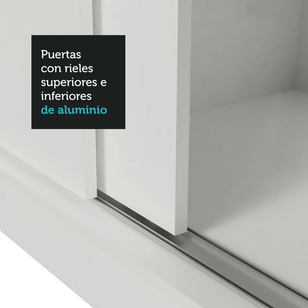 Placard 2 Puertas Corredizas 4 Cajones Blanco Vivare Plus - Image 9