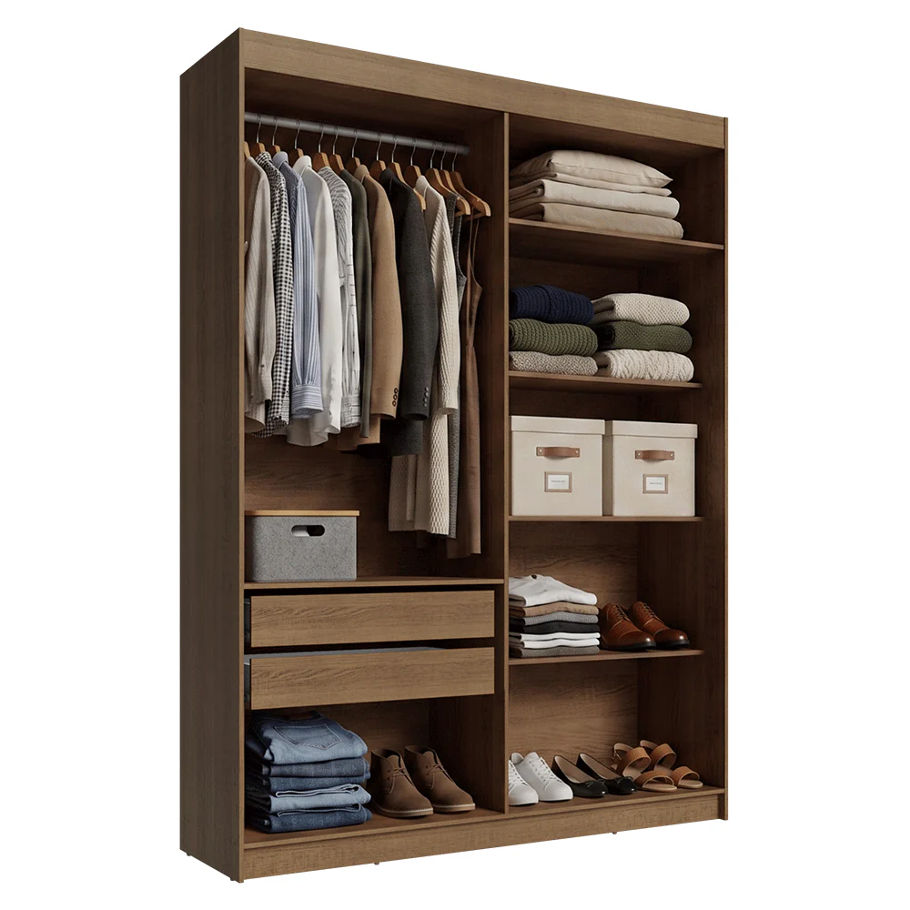 Placard Closet 2 Cajones 121 cm Marrón Venus Madesa - Image 3