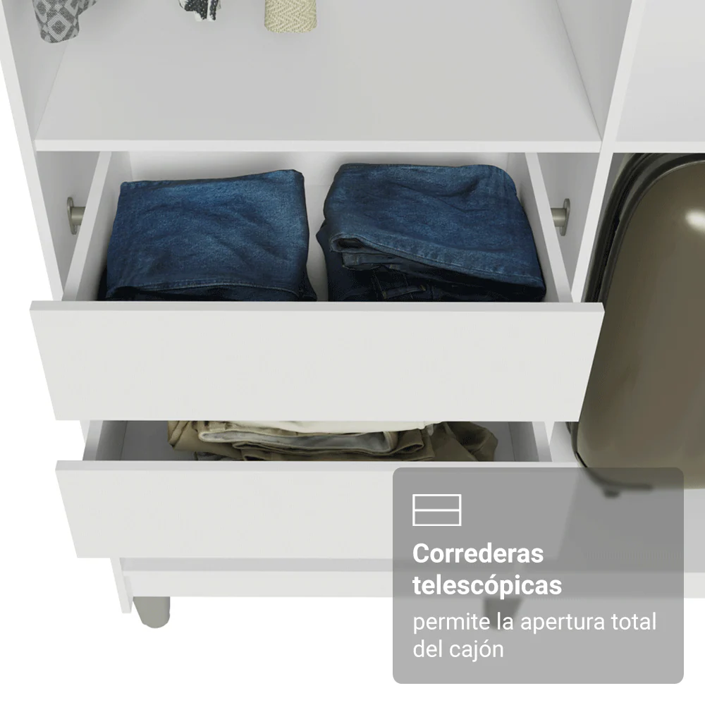 Placard Closet con Patas 4 Cajones 216cm Blanco Venus Madesa - Image 6
