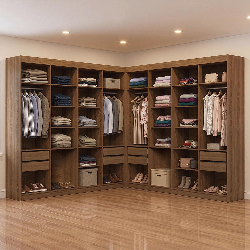 Placard Closet Esquinero 522 cm 8 Cajones Marrón Venus Madesa