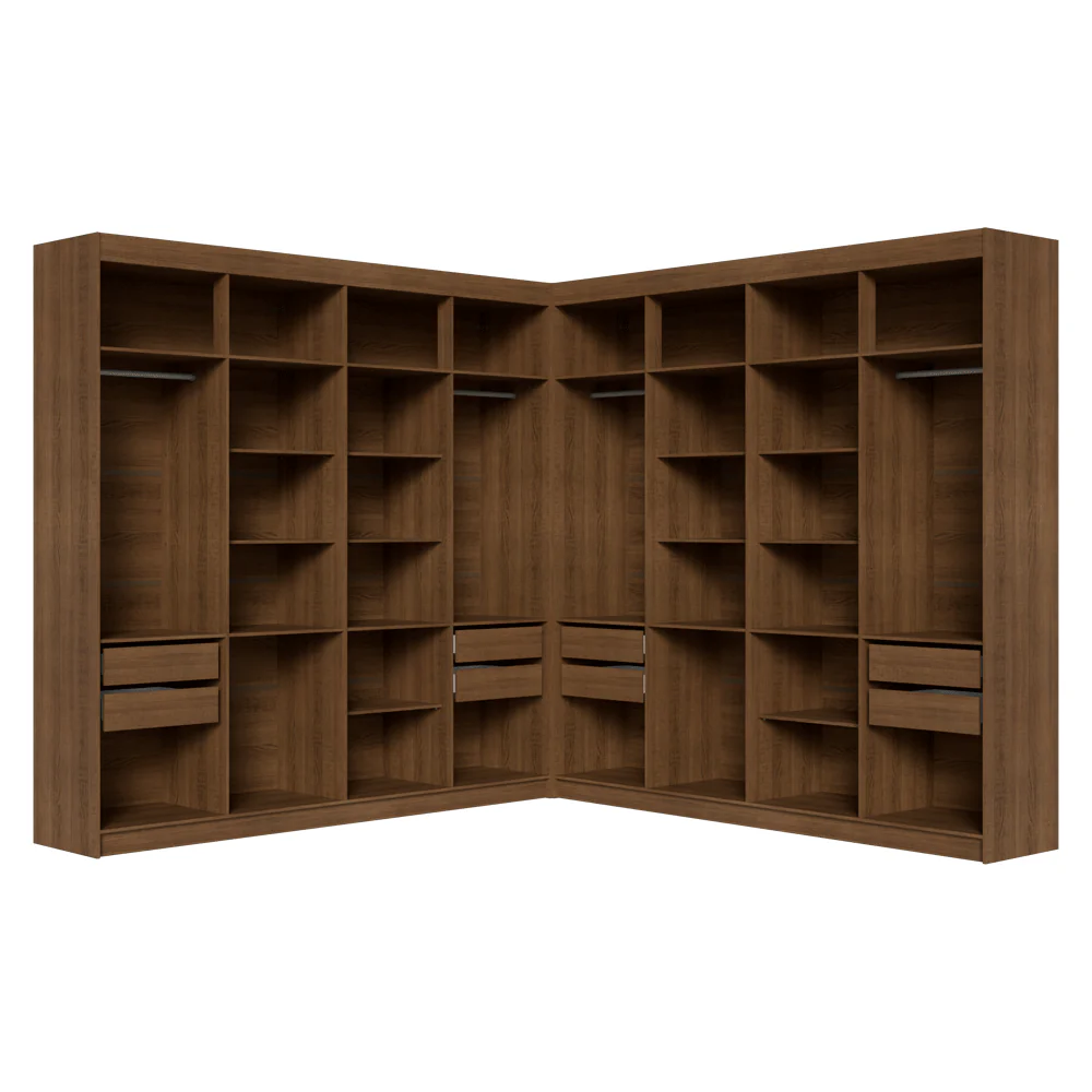 Placard Closet Esquinero 522 cm 8 Cajones Marrón Venus Madesa - Image 7