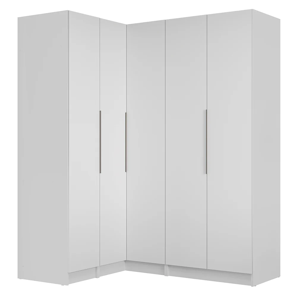 Placard de Esquina Matrimonial 310 cm 5 Puertas 2 Cajones Neo Blanco 01 - Image 3