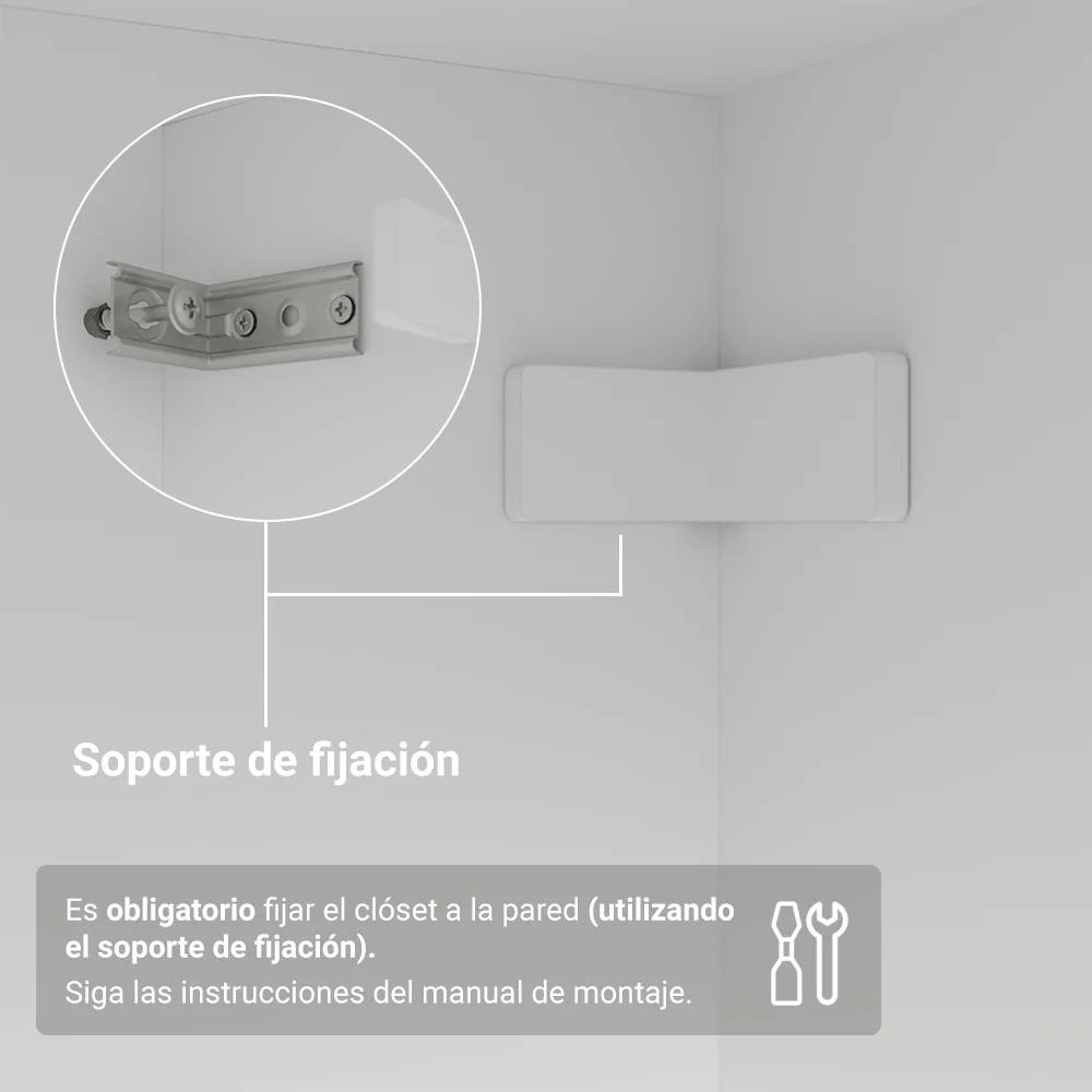 Placard Individual con Patas 4 Puertas Batientes Blanco/Negro/Negro Venus Madesa - Image 8