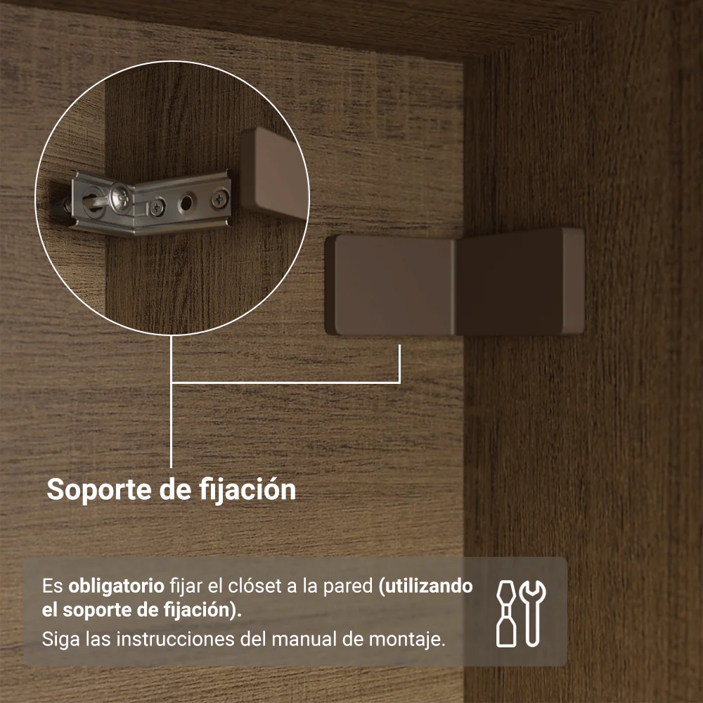 Placard Individual con Patas 4 Puertas Batientes Marrón/Negro/Marrón Venus Madesa - Image 8