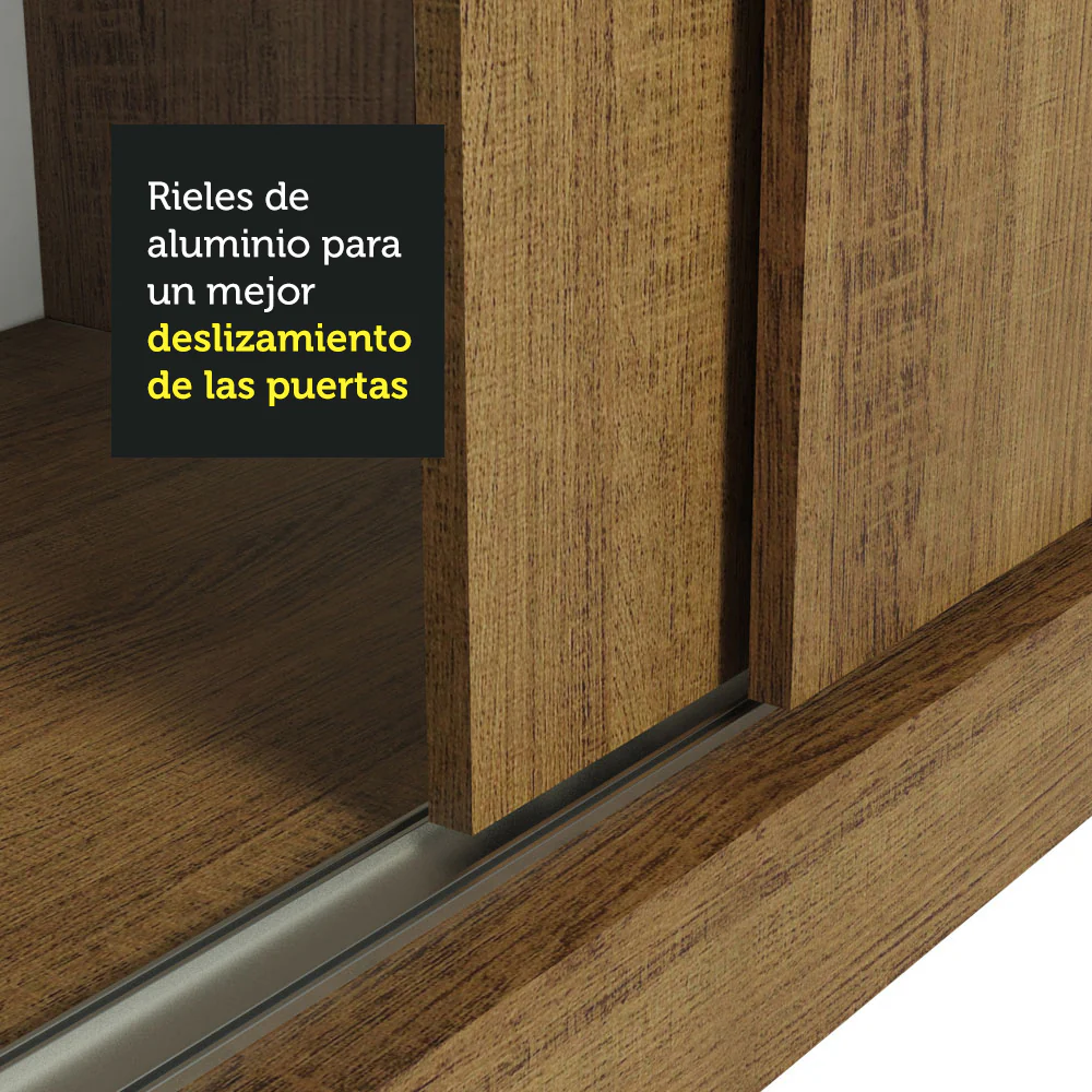Placard Luke 2 puertas correderas con un espejo, Marrón - Image 9