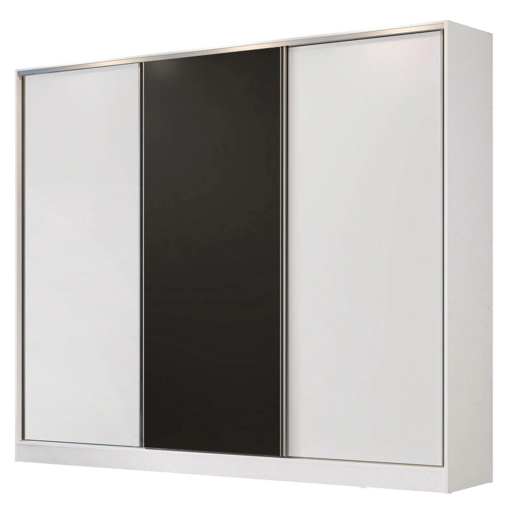 Placard Matrimonial 100% MDF Royale 3 Puertas Corredizas Blanco/Blanco/Negro - Image 3