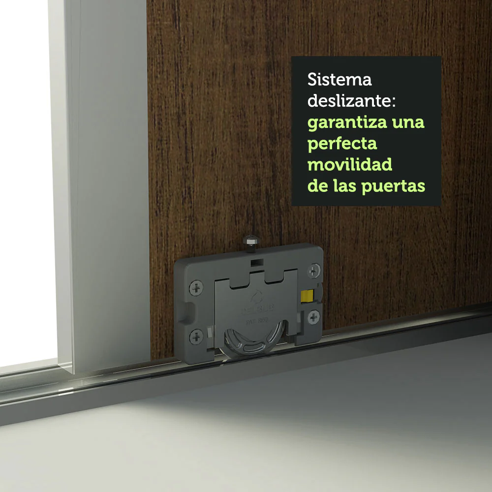 Placard Matrimonial 100% MDF Royale 3 Puertas Corredizas con 2 Espejos Blanco/Marrón - Image 7