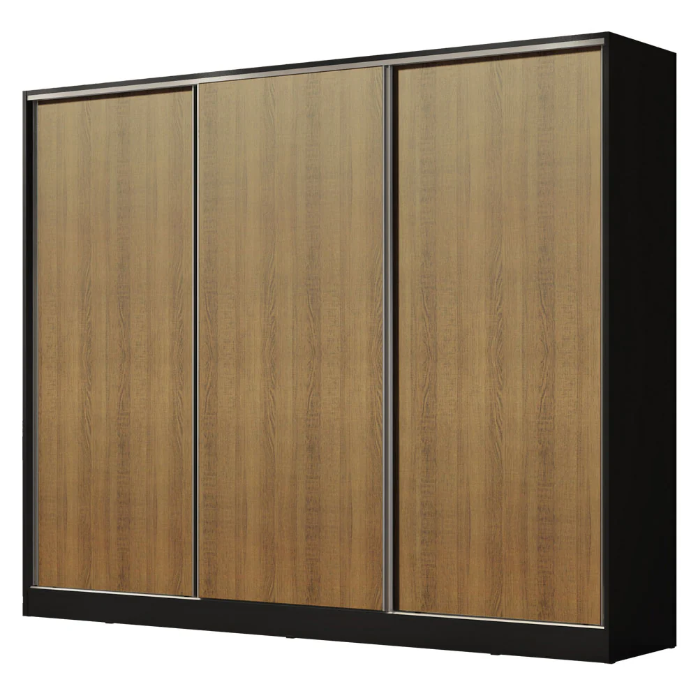 Placard Matrimonial 100% MDF Royale 3 Puertas Corredizas Negro/Marrón - Image 3
