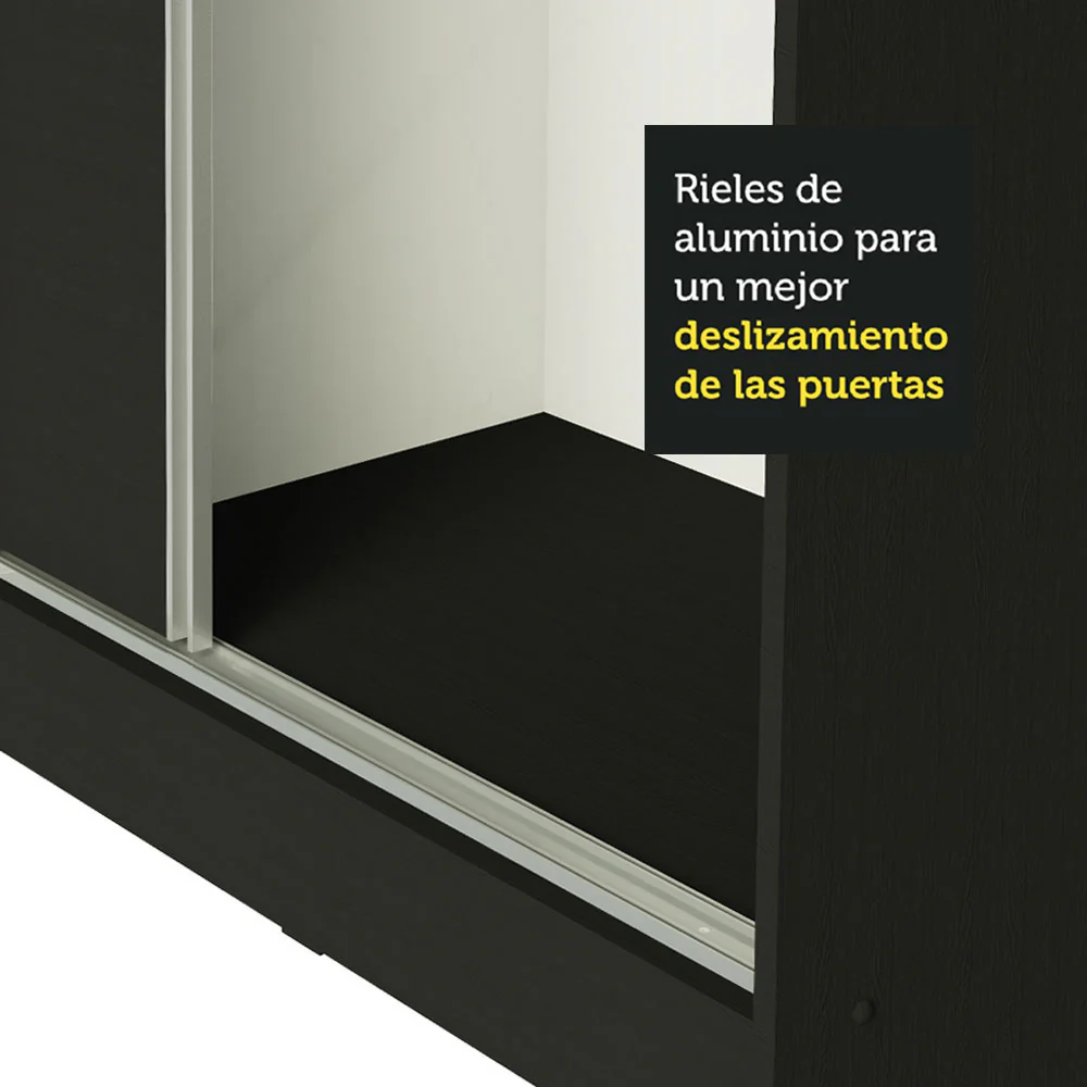 Placard Matrimonial 100% MDF Royale 3 Puertas Corredizas Negro/Negro/Blanco - Image 8