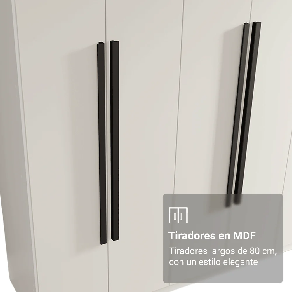 Placard Matrimonial 216 cm 8 Puertas Batientes Venus Blanco/Blanco/Negro - Image 6