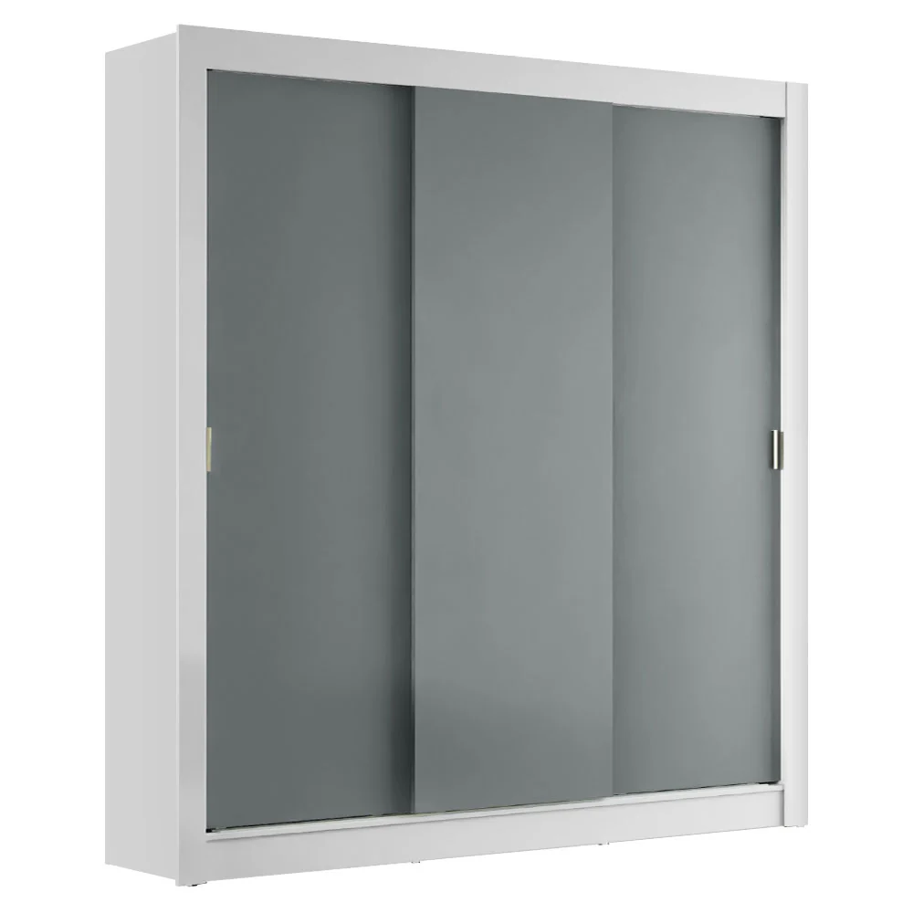 Placard Matrimonial 3 Puertas Corredizas Blanco/Gris Monaco - Image 3