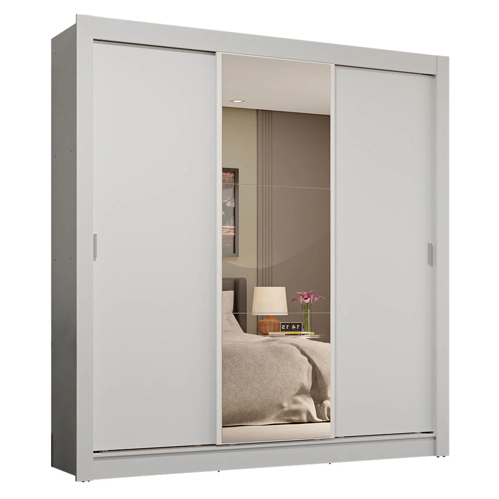 Placard Matrimonial 3 Puertas Corredizas con Espejo 4 Cajones Blanco Sublime Plus - Image 3