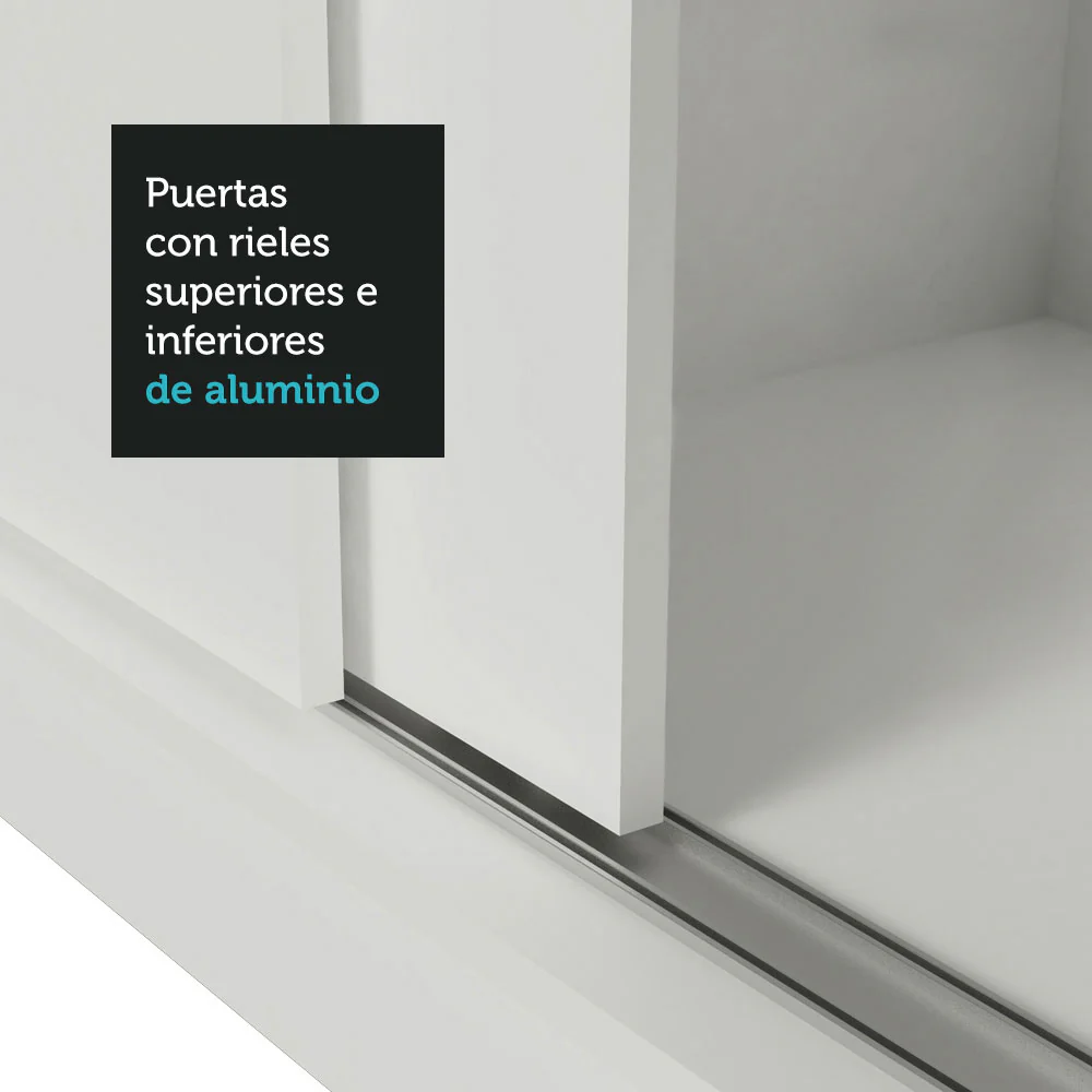 Placard Matrimonial 3 Puertas Corredizas con Espejo 4 Cajones Blanco Sublime Plus - Image 9
