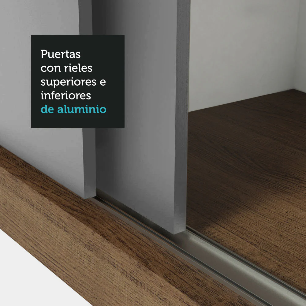 Placard Matrimonial 3 Puertas Corredizas Marrón/Gris Nobre - Image 9
