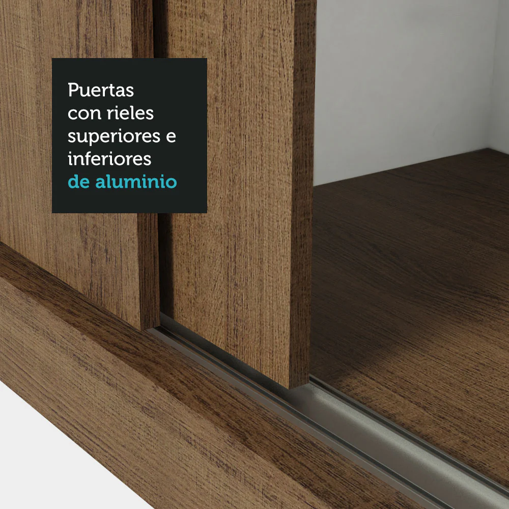 Placard Matrimonial 3 Puertas Corredizas 4 Cajones Marrón Sublime Plus - Image 9