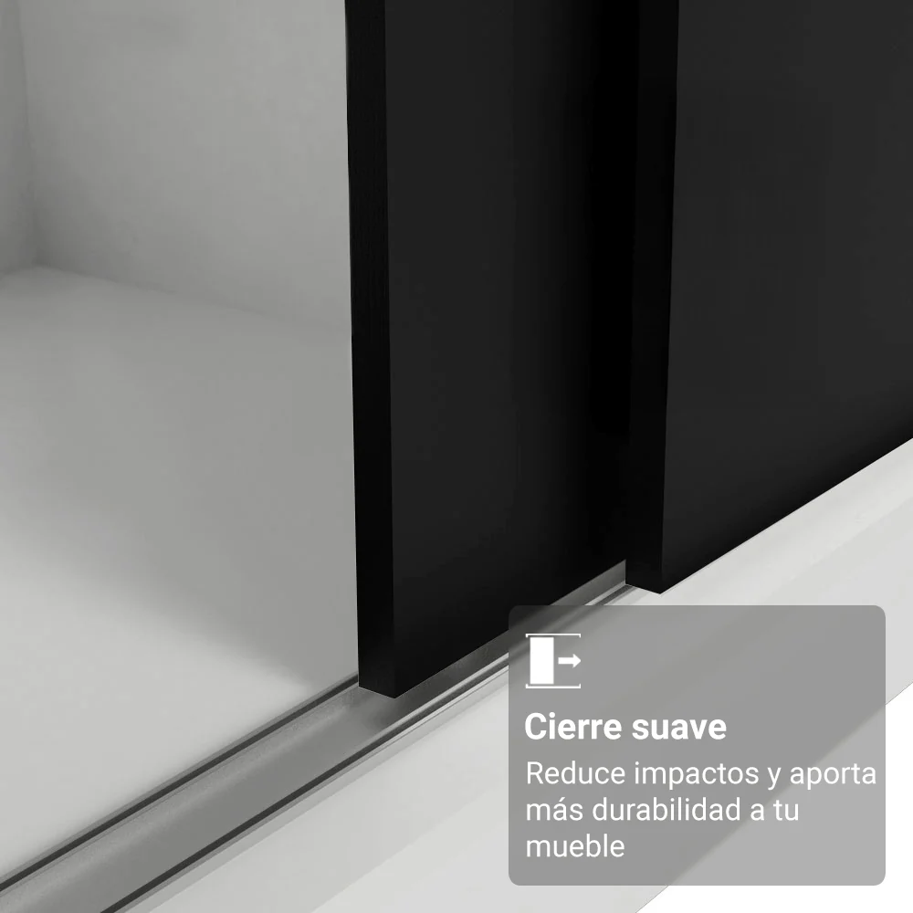 Placard Matrimonial con Patas 180 cm 3 Puertas con 3 Espejos Reno Blanco/Negro - Image 5