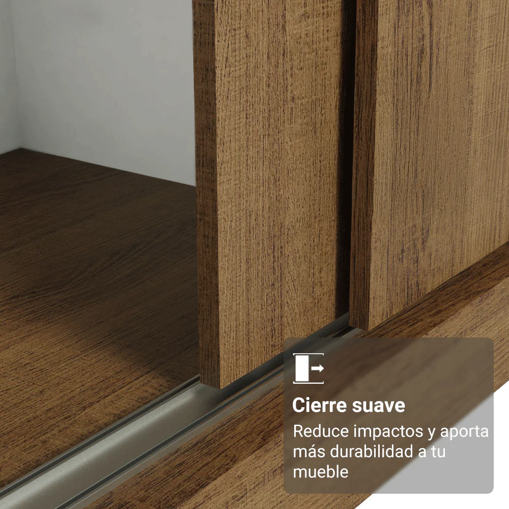 Placard Matrimonial con Patas 180 cm 3 Puertas con Espejo Reno Marrón - Image 6