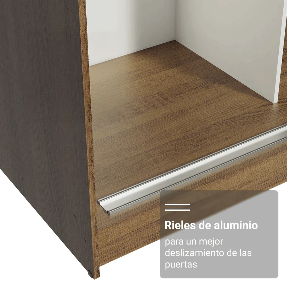 Placard Matrimonial con Patas 180 cm 3 Puertas con Espejo Reno Marrón - Image 7