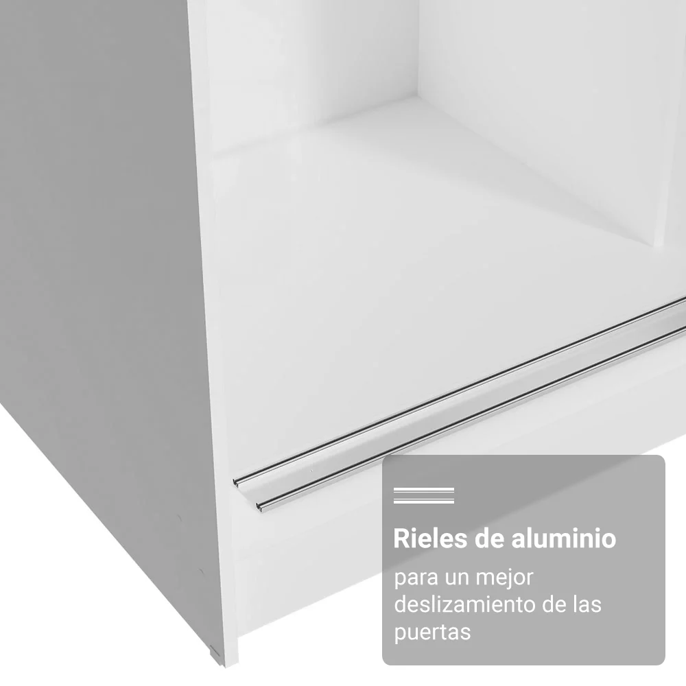 Placard Matrimonial con Patas 180 cm 3 Puertas con Espejos Reno Blanco/Gris - Image 6