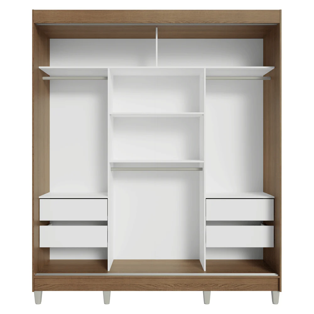 Placard Matrimonial con Patas 180 cm 3 Puertas con Espejos Reno Marrón/Blanco - Image 8