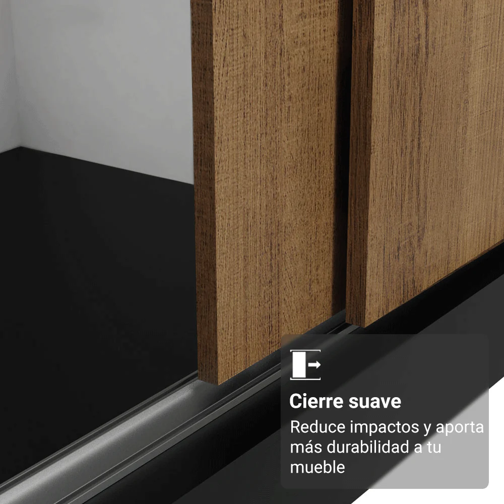 Placard Matrimonial con Patas 180 cm 3 Puertas con Espejos Reno Negro/Marrón - Image 5