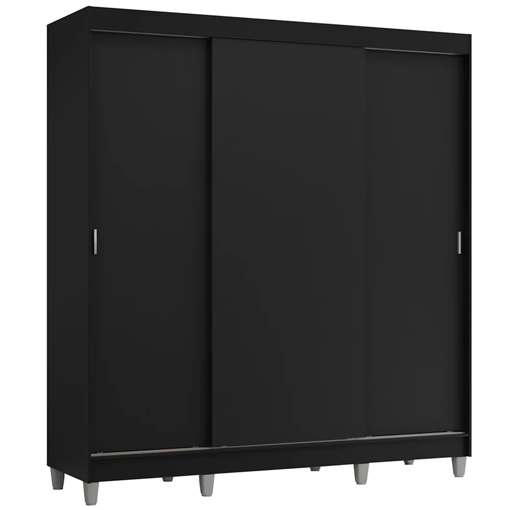 Placard Matrimonial con Patas 180 cm 3 Puertas Reno Negro - Image 3