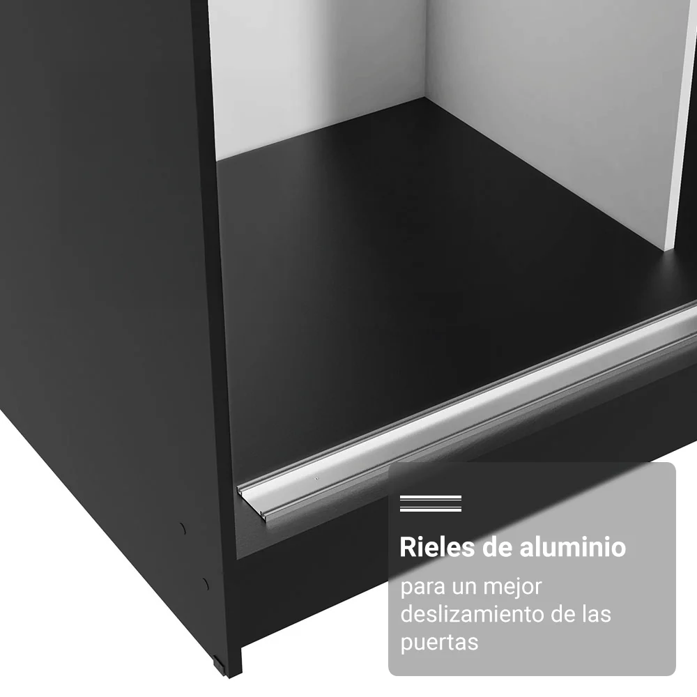 Placard Matrimonial con Patas 180 cm 3 Puertas Reno Negro/Gris - Image 6