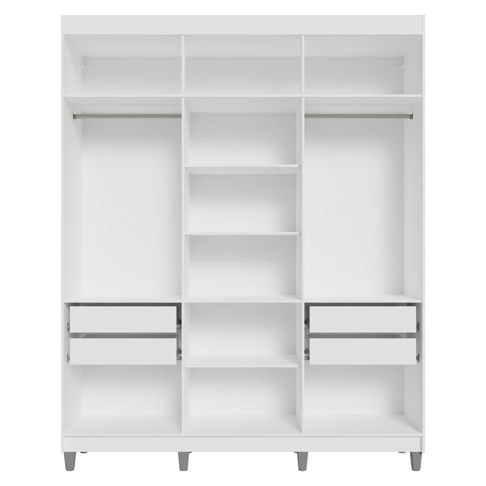 Placard Matrimonial con Patas 180 cm Sin Puertas 4 Cajones Venus Blanco - Image 7