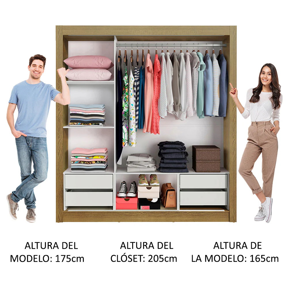 Placard Matrimonial Lyon Plus 3 Puertas Corredizas 4 Cajones Marrón - Image 5