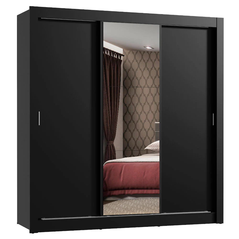 Placard Matrimonial Monaco 3 Puertas Corredizas 1 con Espejo Negro - Image 3
