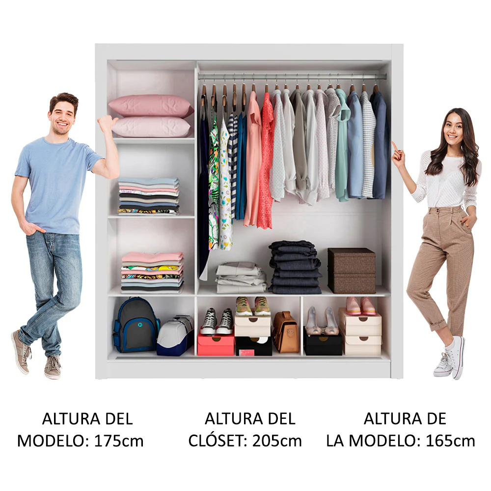 Placard Madesa Monaco 3 Puertas Corredizas 170x205x51 - Image 5