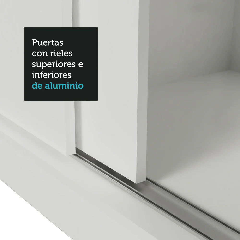Placard Matrimonial Mónaco 3 Puertas Corredizas con Espejo con Patas Blanco - Image 7