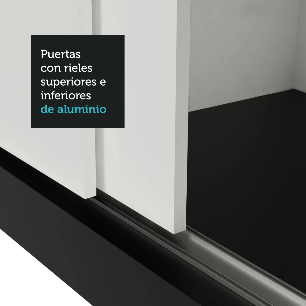 Placard Matrimonial Monaco 3 Puertas Corredizas Negro/Blanco - Image 8