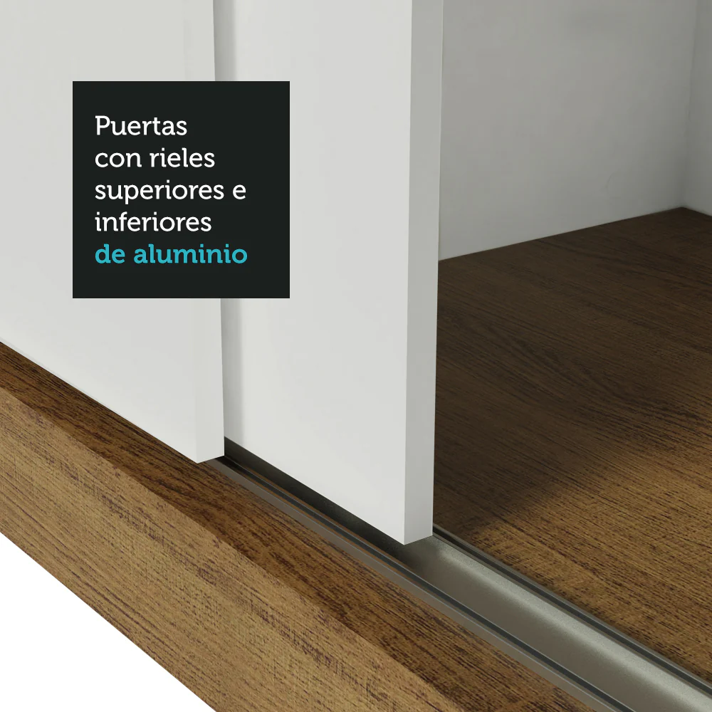 Placard Matrimonial Reno 3 Puertas Corredizas con Espejo - Marrón/Blanco - Image 7