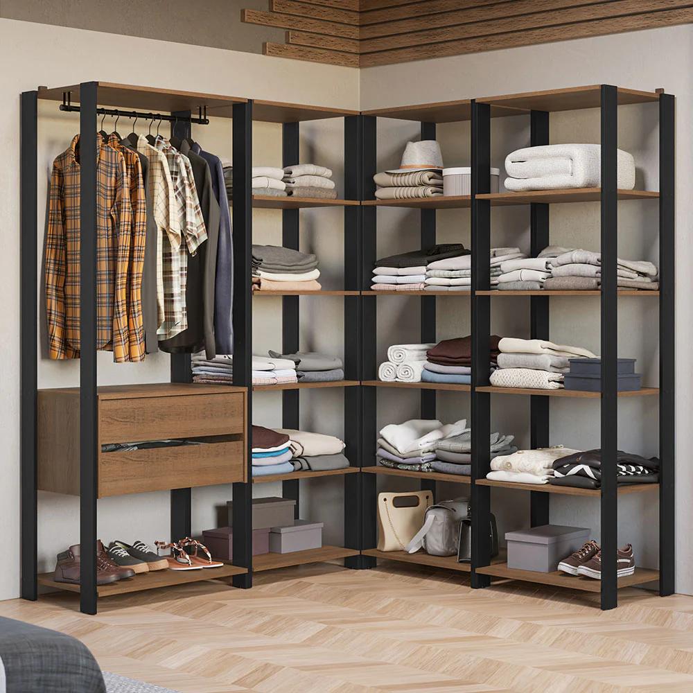 Placard Modulado 2 Cajones 247 cm Marrón/Negro Valencia