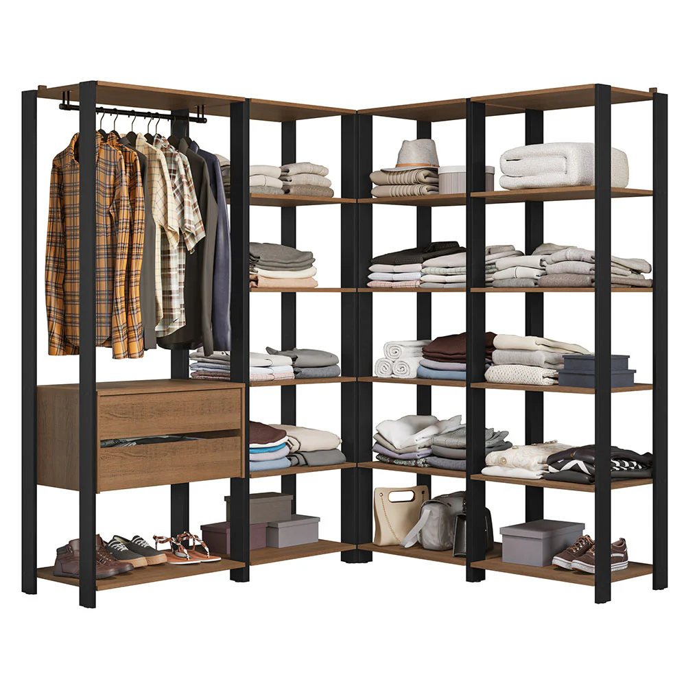 Placard Modulado 2 Cajones 247 cm Marrón/Negro Valencia - Image 3