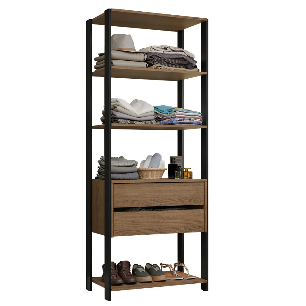 Placard Modulado 2 Cajones 4 Niveles 70cm Marrón/Negro Valencia - Image 3
