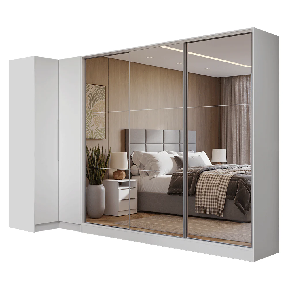 Placard Modulado Neo + Placard Royale Matrimonial 3 Puertas Corredizas con 3 Espejos Blanco - Image 3