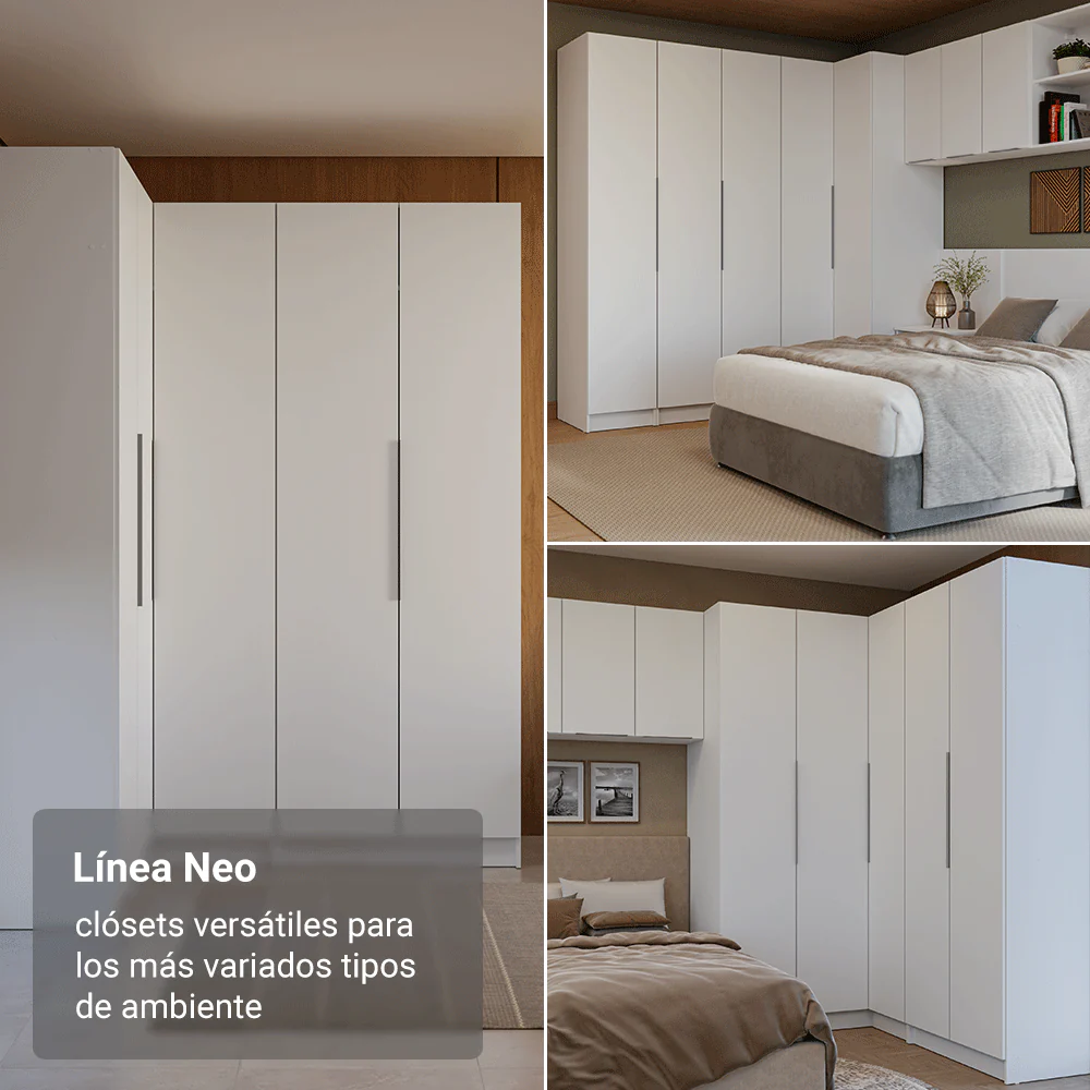Placard Modular de Esquinero 3 Puertas con Espejos Blanco Neo Madesa - Image 6