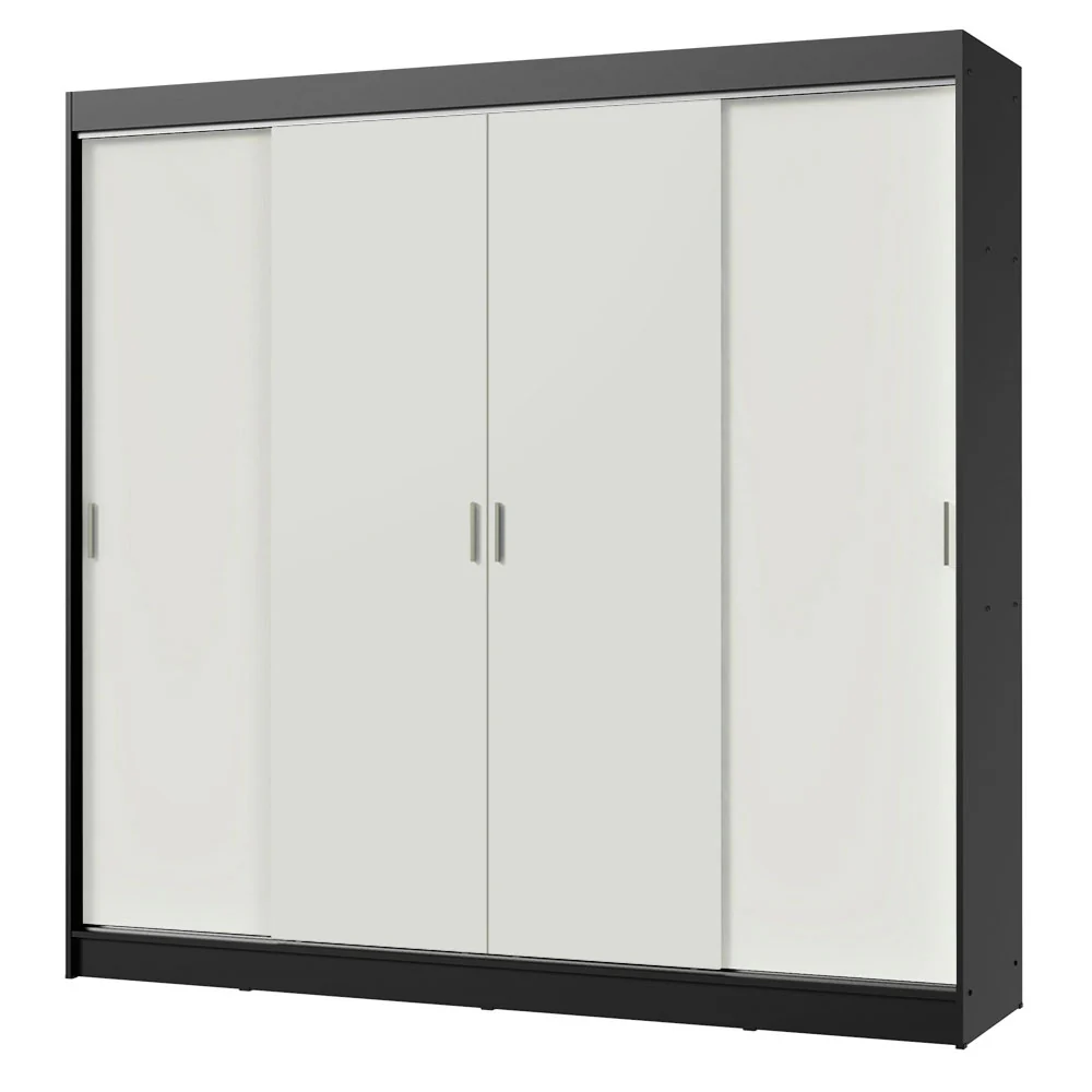 Placard Ropero Matrimonial Madesa Austin 4 Puertas Corredizas 3 Cajones Negro/Blanco - Image 3
