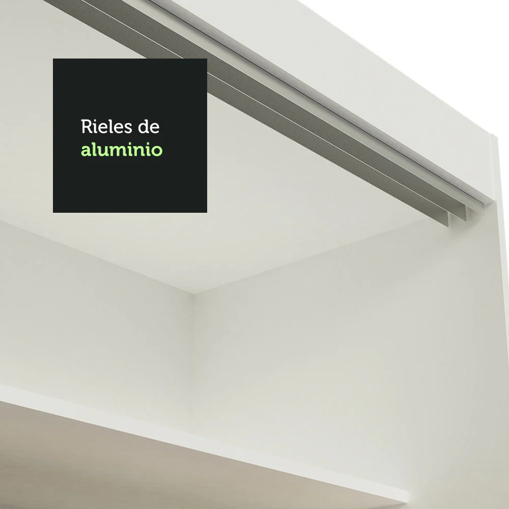 Placard Ropero Matrimonial Madesa Austin 4 Puertas Corredizas con Espejos 3 Cajones Blanco/Marrón - Image 10