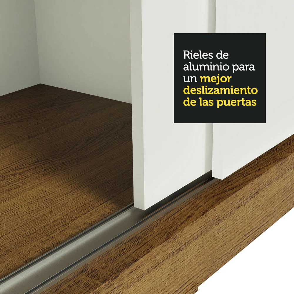 Placard Ropero Matrimonial Madesa Istambul 3 Puertas Corredizas con Espejo 3 Cajones Marrón/Blanco - Image 9