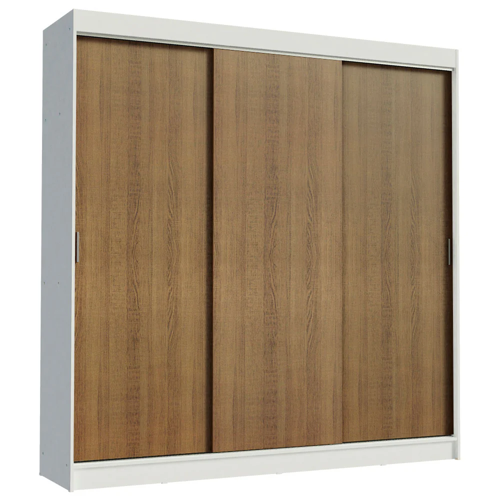 Placard Ropero Matrimonial Madesa Kansas 3 Puertas Corredizas 3 Cajones Blanco/Marrón - Image 3