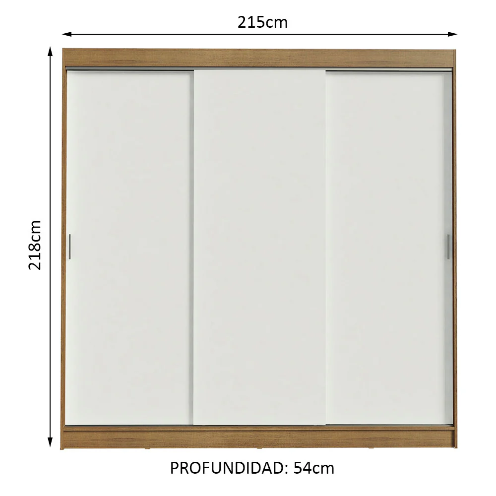Placard Ropero Matrimonial Madesa Kansas 3 Puertas Corredizas 3 Cajones Marrón/Blanco - Image 2