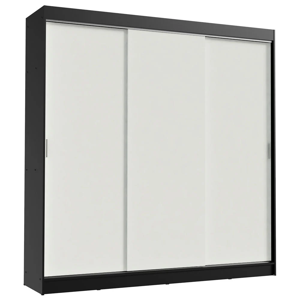Placard Ropero Matrimonial Madesa Kansas 3 Puertas Corredizas 3 Cajones Negro/Blanco - Image 3